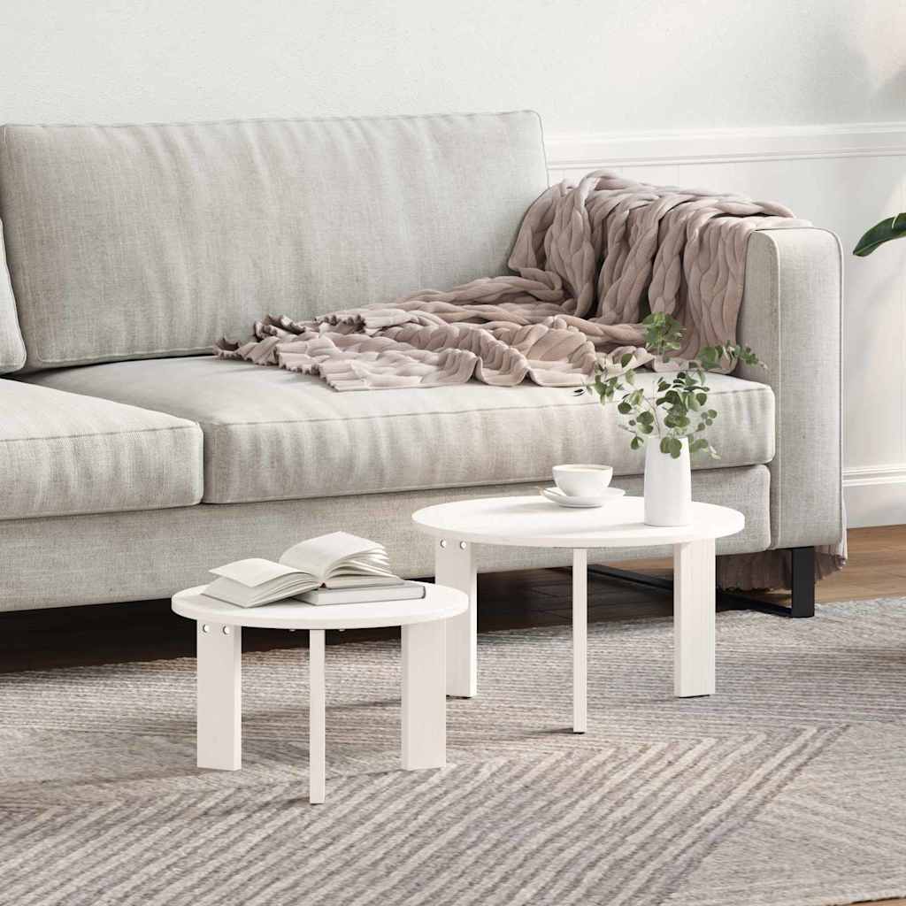 Table basse 2 pcs Blanc 47,5 x 47,5 x 27 cm Bois de pin massif - XIOS