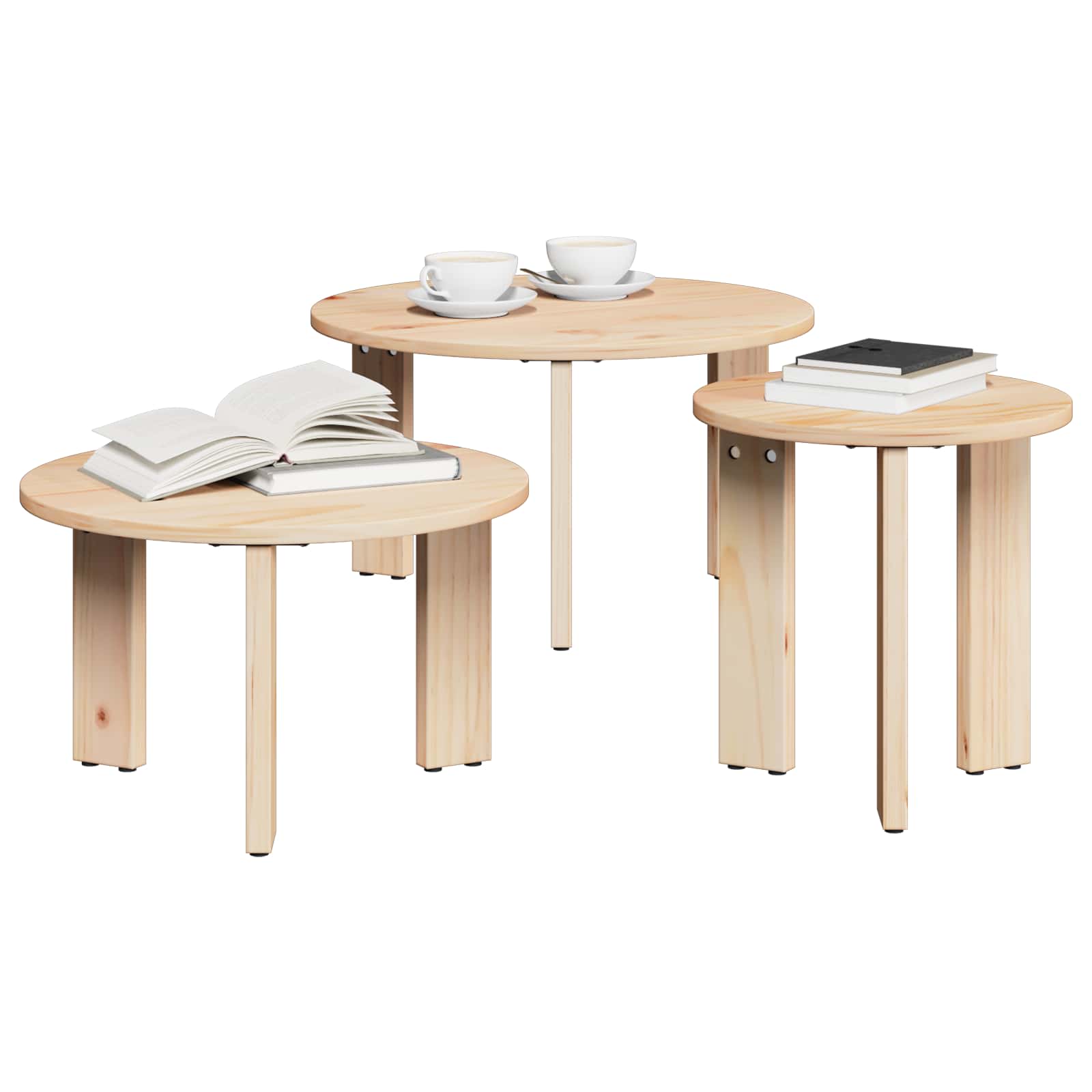 Table basse 3 pcs Naturel Bois massif en pin - XIOS