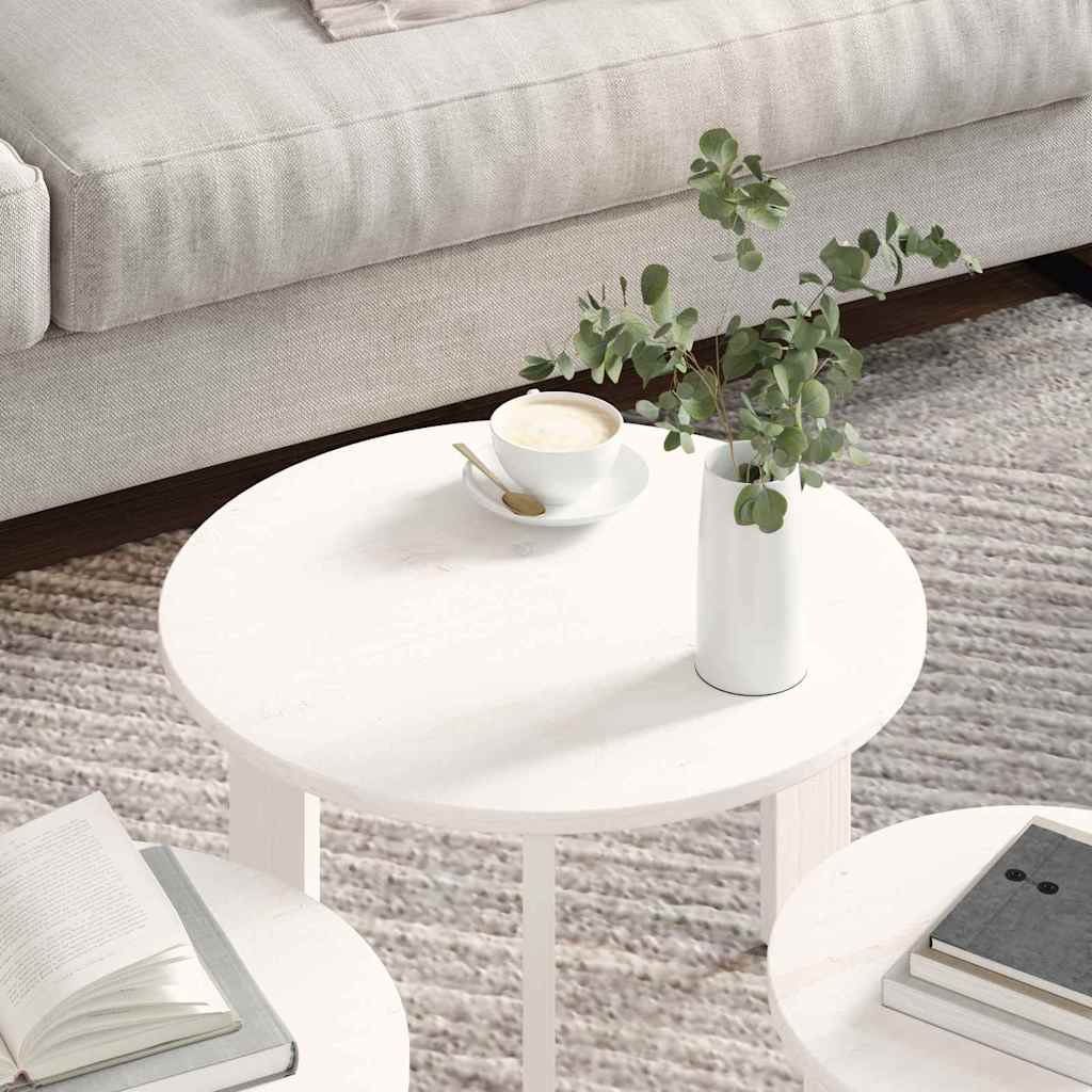 Table basse 3 pcs Blanc 47,5 x 47,5 x 27 cm Bois massif en pin - XIOS