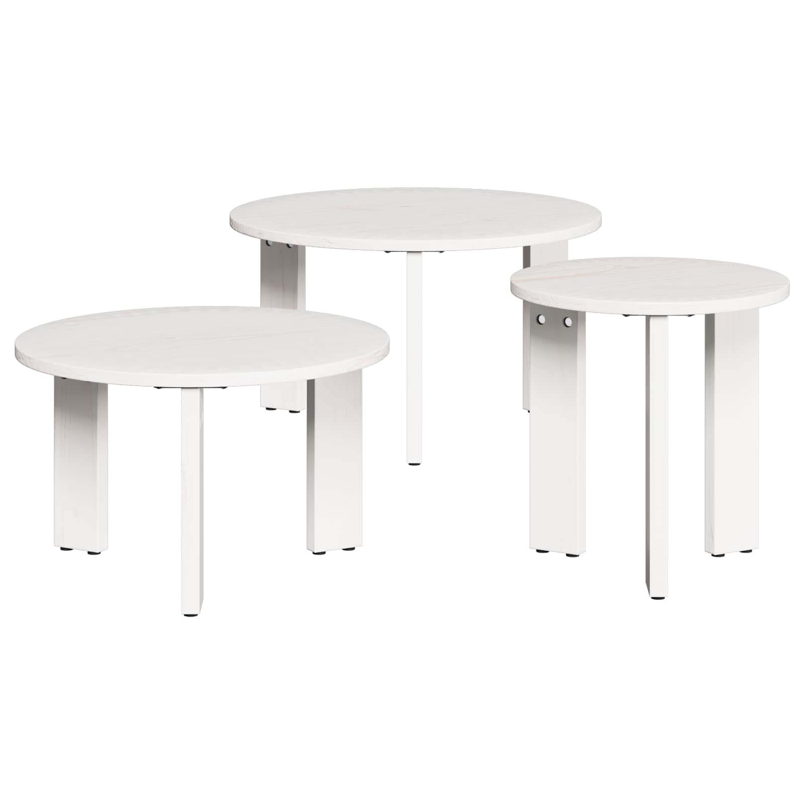 Table basse 3 pcs Blanc Bois massif en pin - XIOS