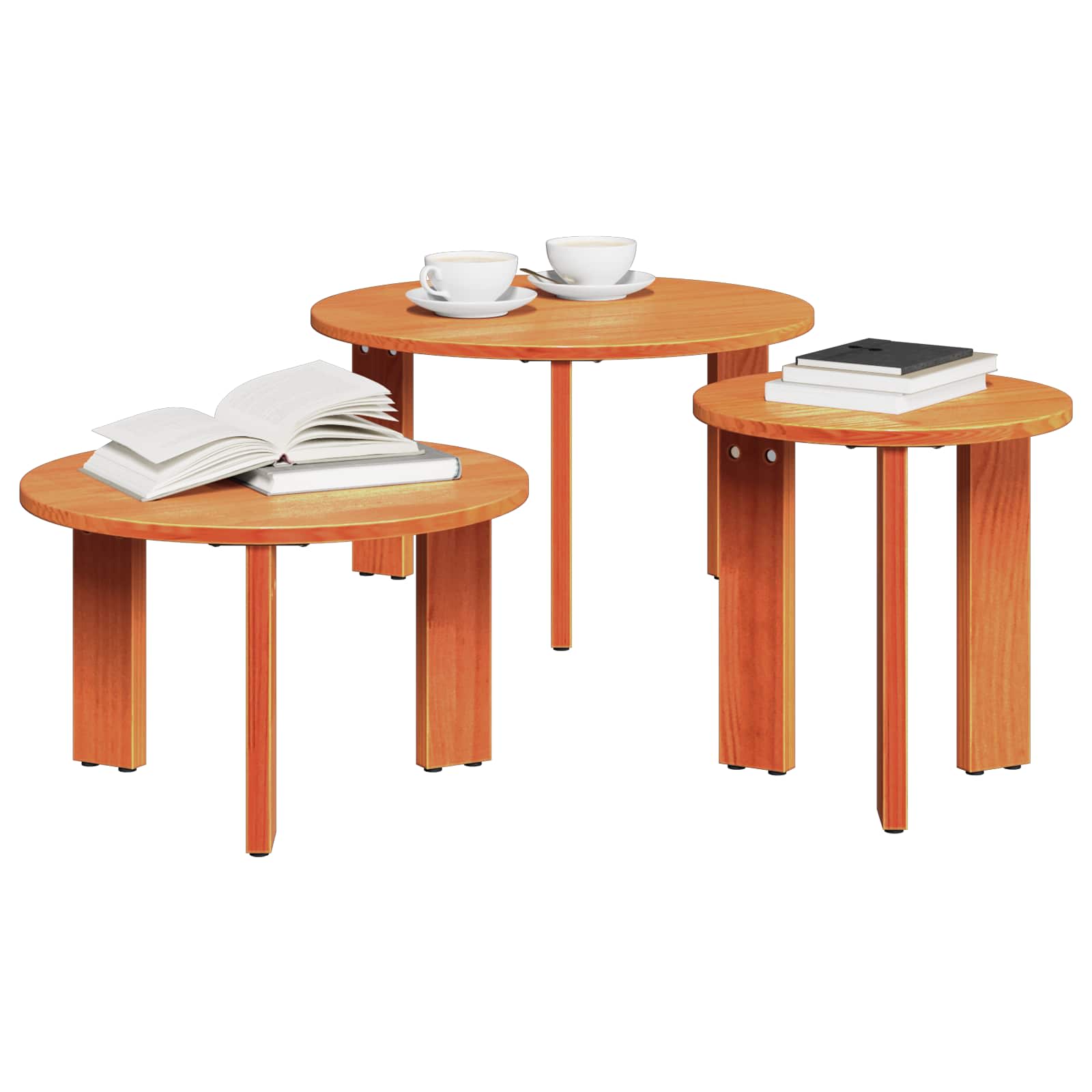 Table basse 3 pcs Brun cire Bois massif en pin - XIOS