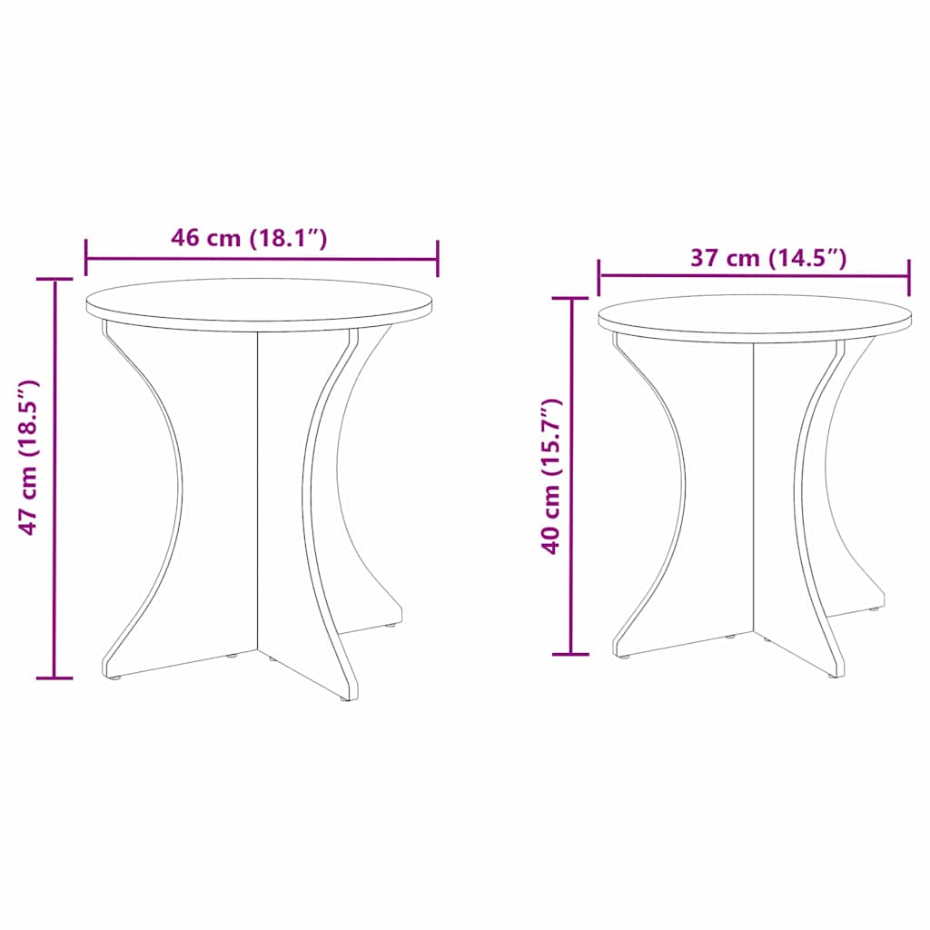Table basse 2 pcs Naturel 46 x 46 x 47 cm Bois massif en pin - XIOS