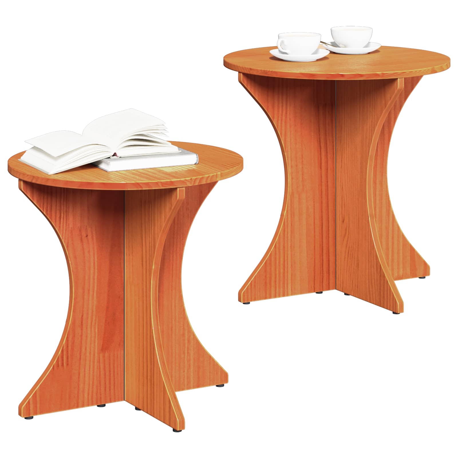 Table basse 2 pcs Brun cire Bois massif en pin - XIOS