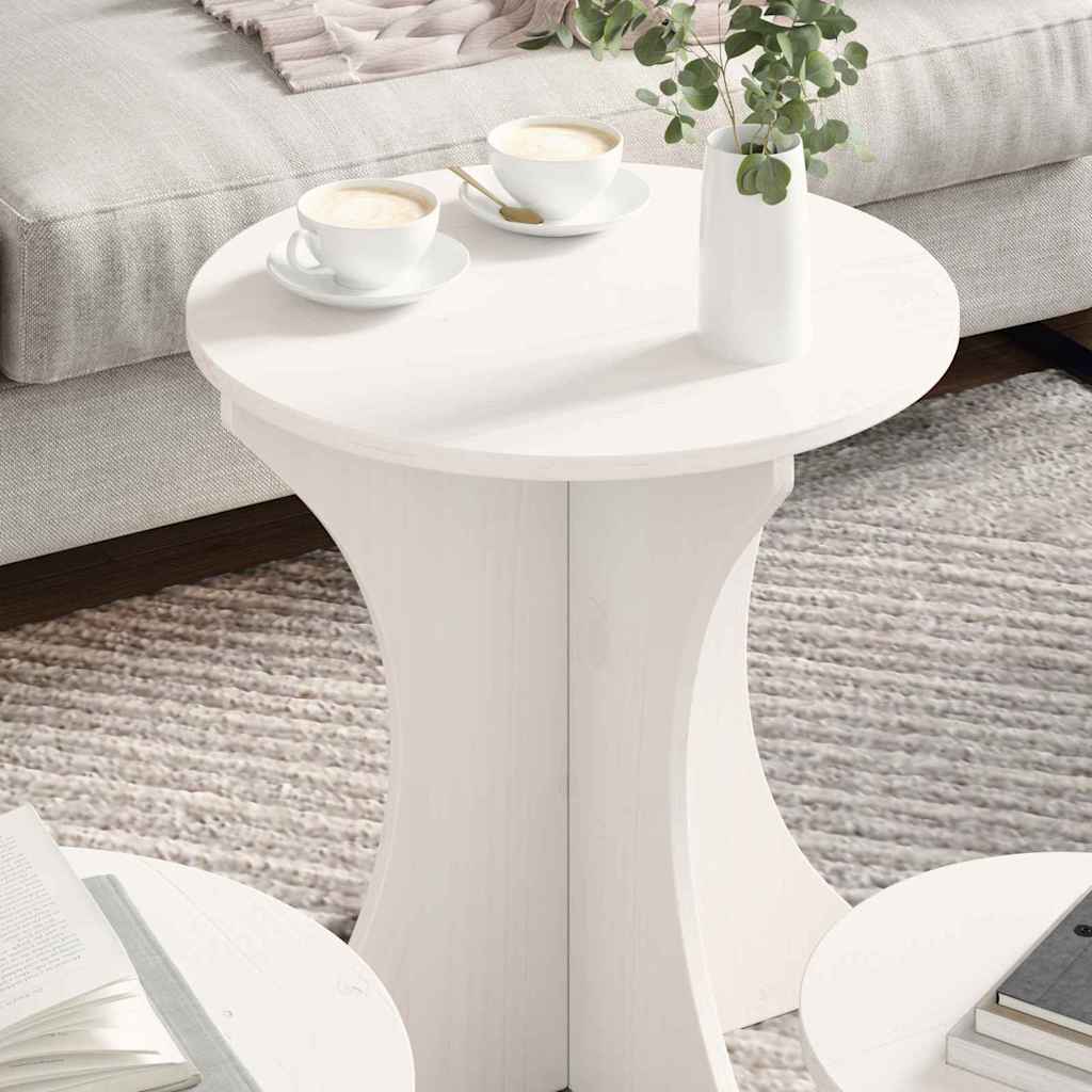 Table basse 3 pcs Blanc 46 x 46 x 47 cm Bois massif en pin - XIOS