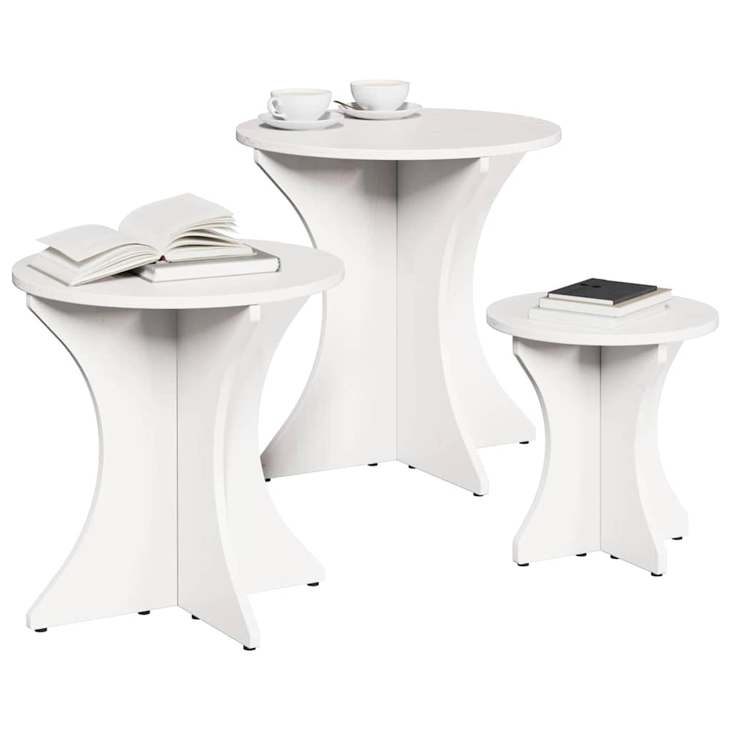 Table basse 3 pcs Blanc 46 x 46 x 47 cm Bois massif en pin - XIOS