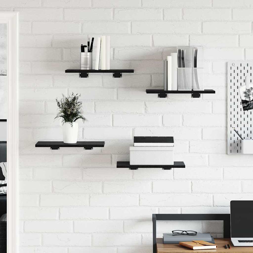 Étagère à livres 4 pcs Noir 40 x 30 x 1.5 cm Bois d'ingénierie - XIOS