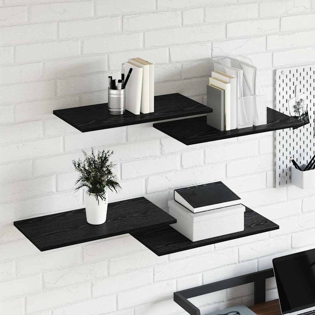 Étagère à livres 4 pcs Noir 60 x 30 x 1.5 cm Bois d'ingénierie - XIOS