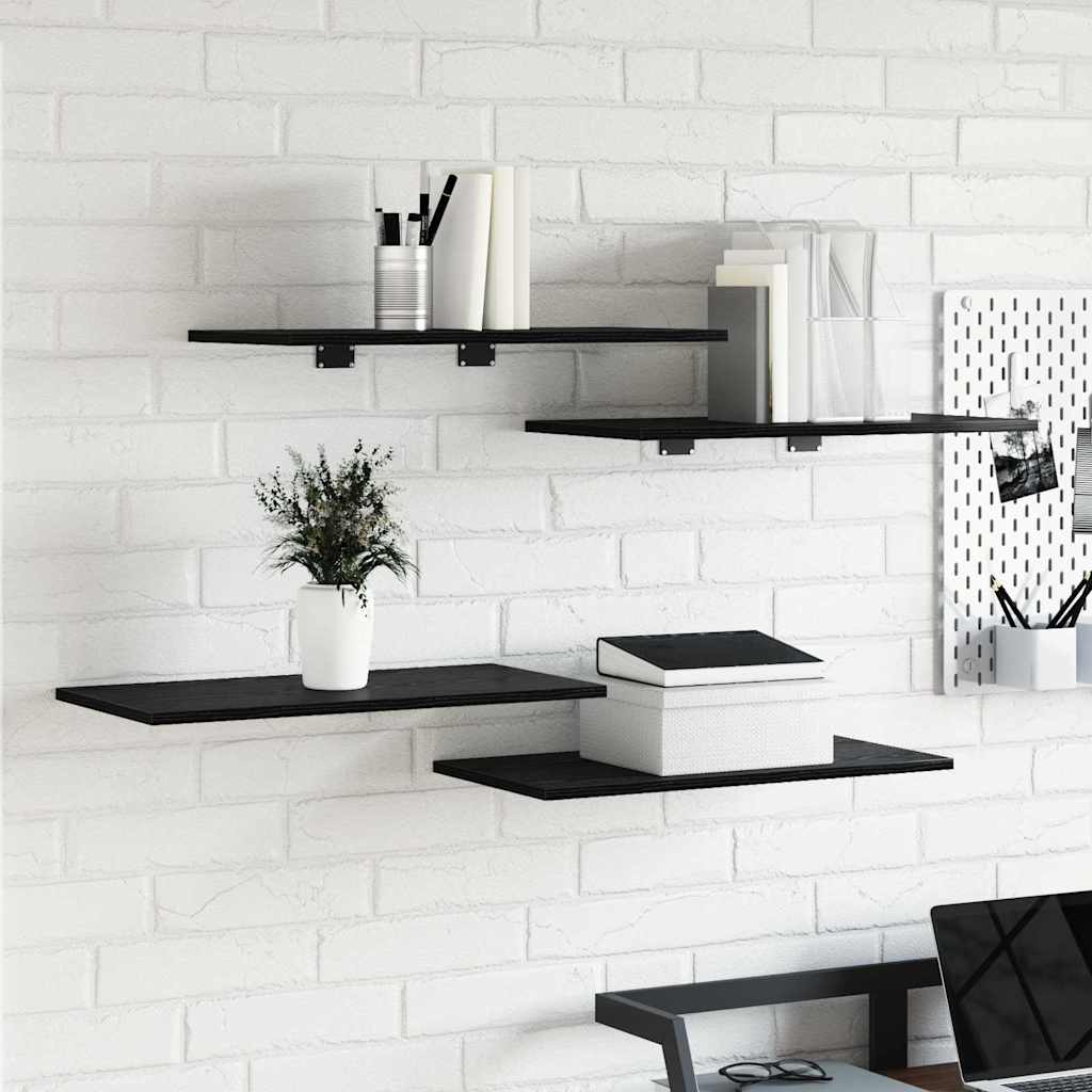 Planches de rangement - Pack de 4 en chêne noir, 60x30x1.5 cm, en bois d'ingénierie