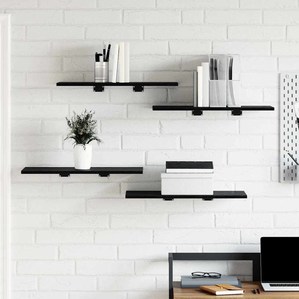 Étagère à livres 4 pcs Noir 60 x 30 x 1.5 cm Bois d'ingénierie - XIOS