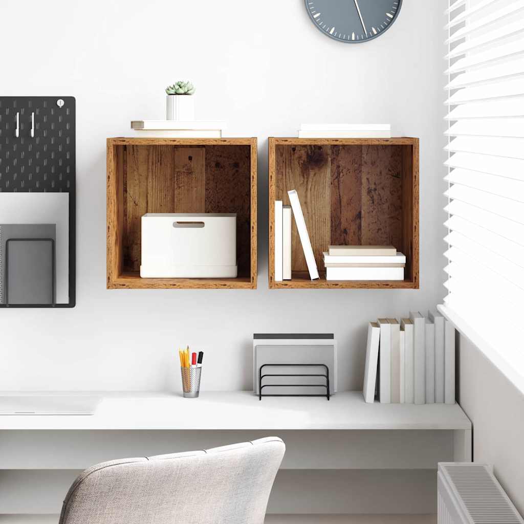 Meuble mural avec étagère 2 pcs Bois ancien 37 x 37 x 37 cm - XIOS