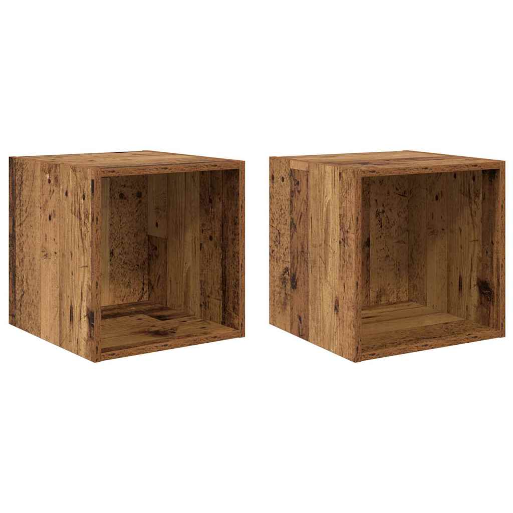 Meuble mural avec étagère 2 pcs Bois ancien 37 x 37 x 37 cm - XIOS