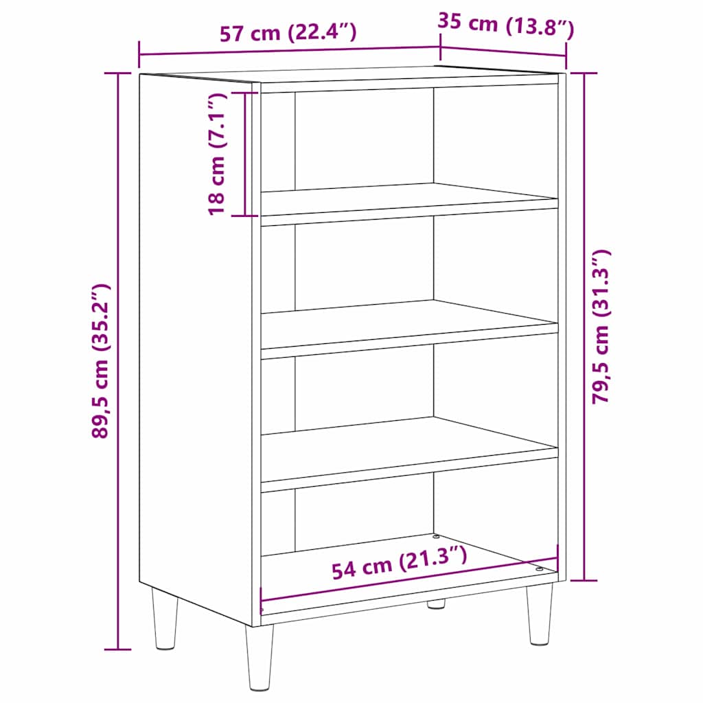 Buffet Bois ancien 57 x 35 x 89,5 cm Bois d'ingénierie - XIOS