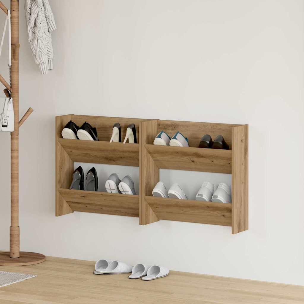 Cabinets à chaussures muraux chêne artisanal Bois d'ingénierie - XIOS