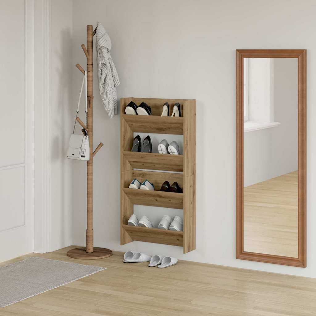 Cabinets à chaussures muraux chêne artisanal Bois d'ingénierie - XIOS