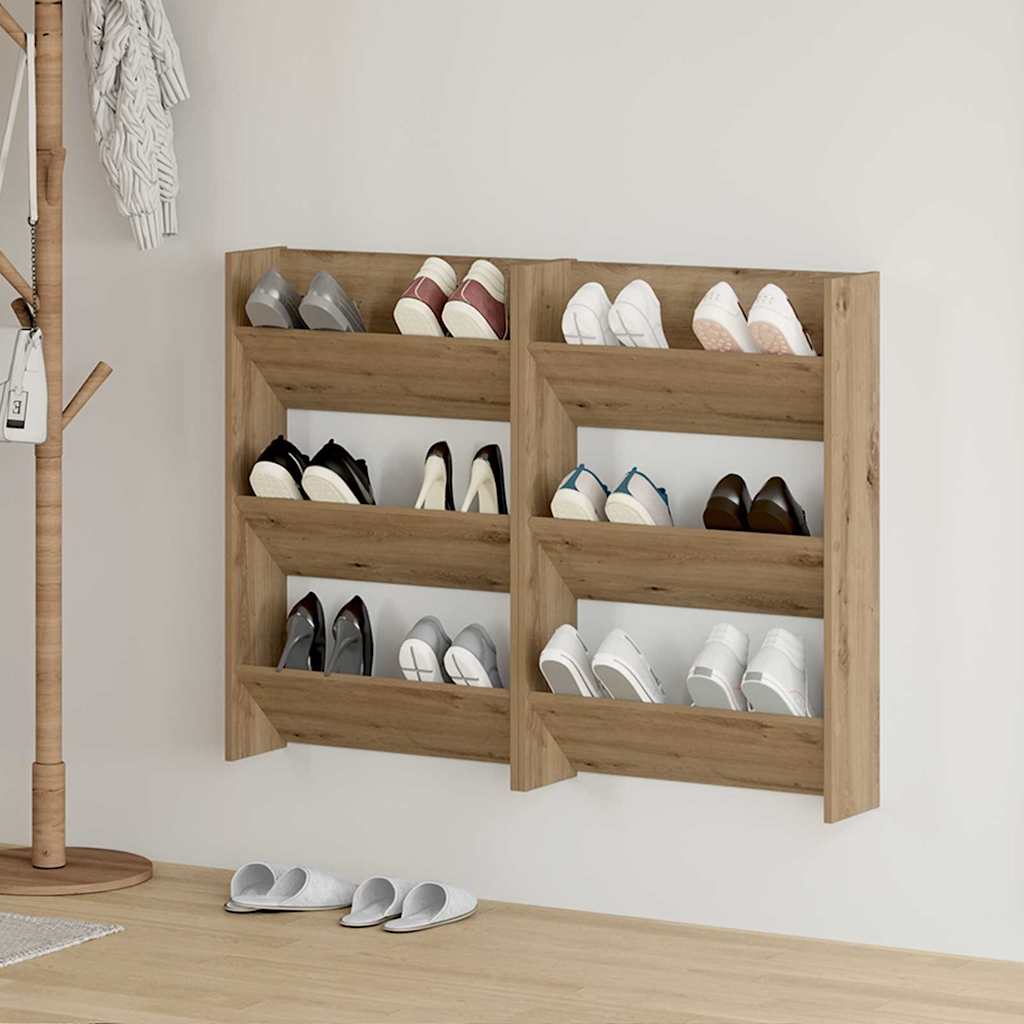 Cabinets à chaussures muraux chêne artisanal Bois d'ingénierie - XIOS
