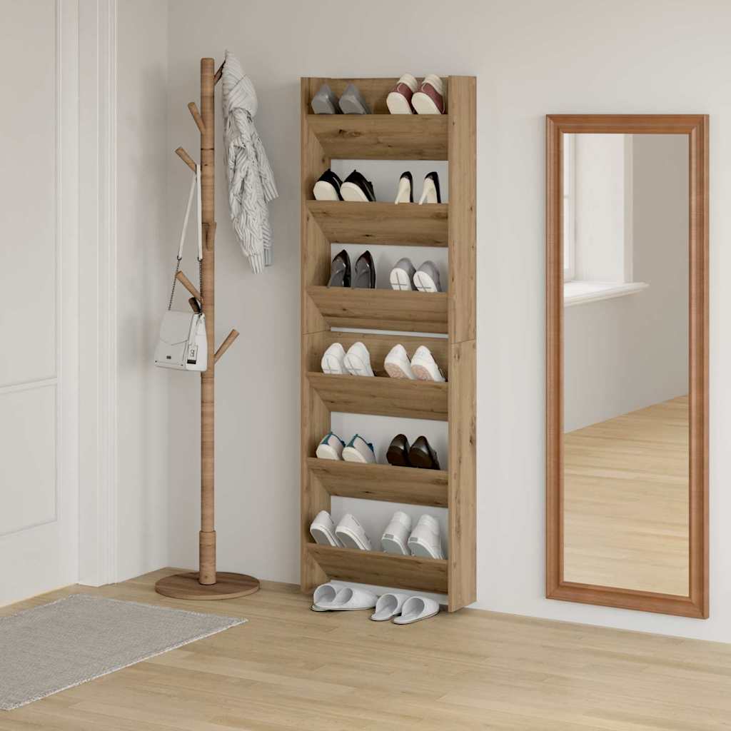 Cabinets à chaussures muraux chêne artisanal Bois d'ingénierie - XIOS