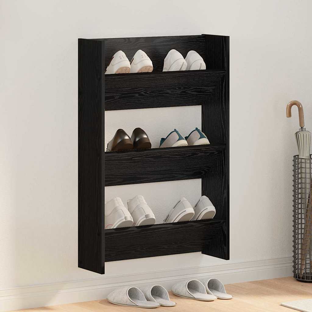 Cabinet à chaussures mural Autre Chêne noir Bois d'ingénierie - XIOS