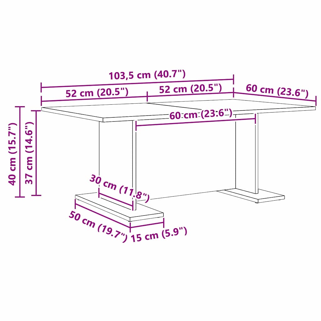 Table basse Chêne noir 103,5 x 60 x 40 cm Bois d'ingénierie - XIOS