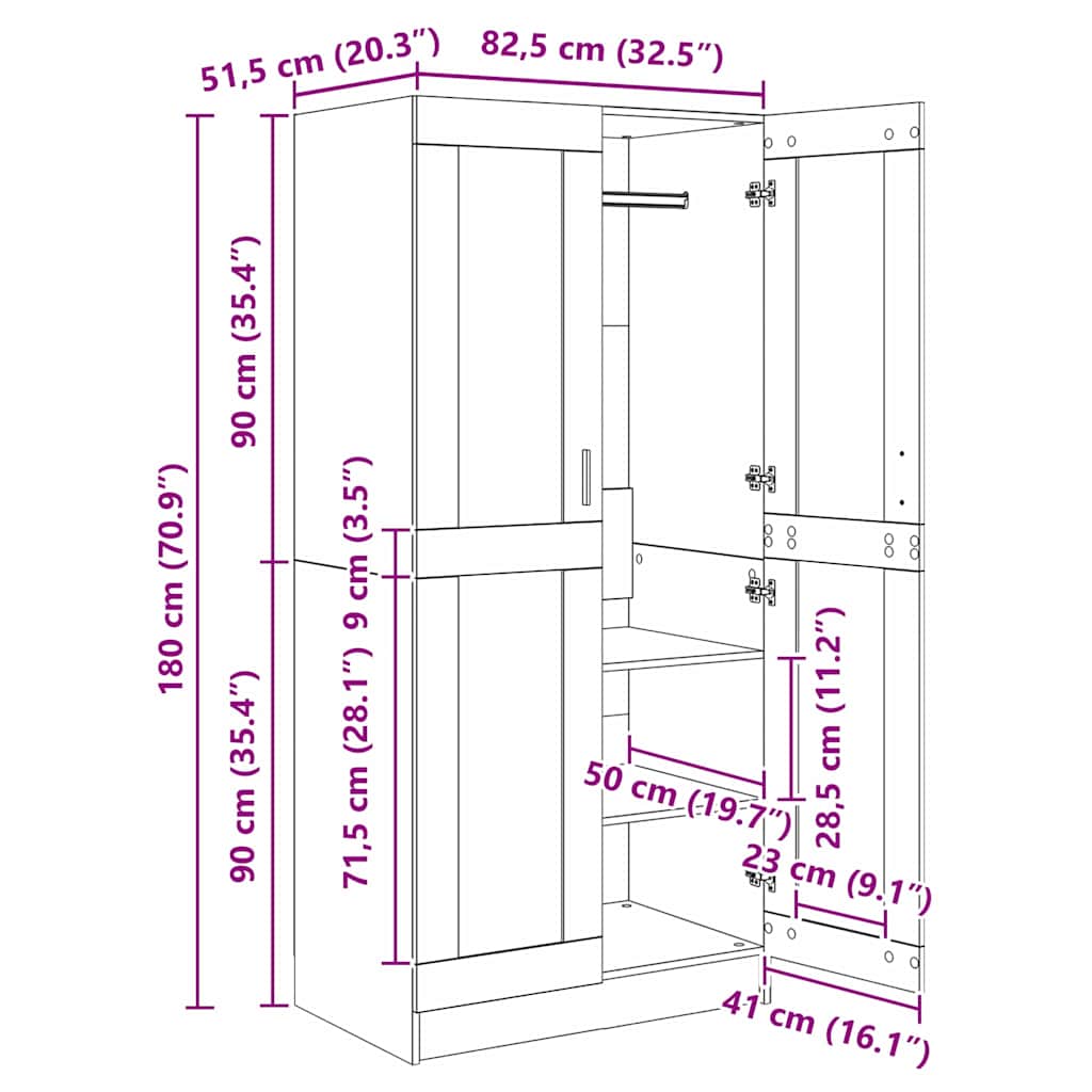 Armoire Bois Ancien 82,5 x 51,5 x 180 cm Bois d'ingénierie - XIOS