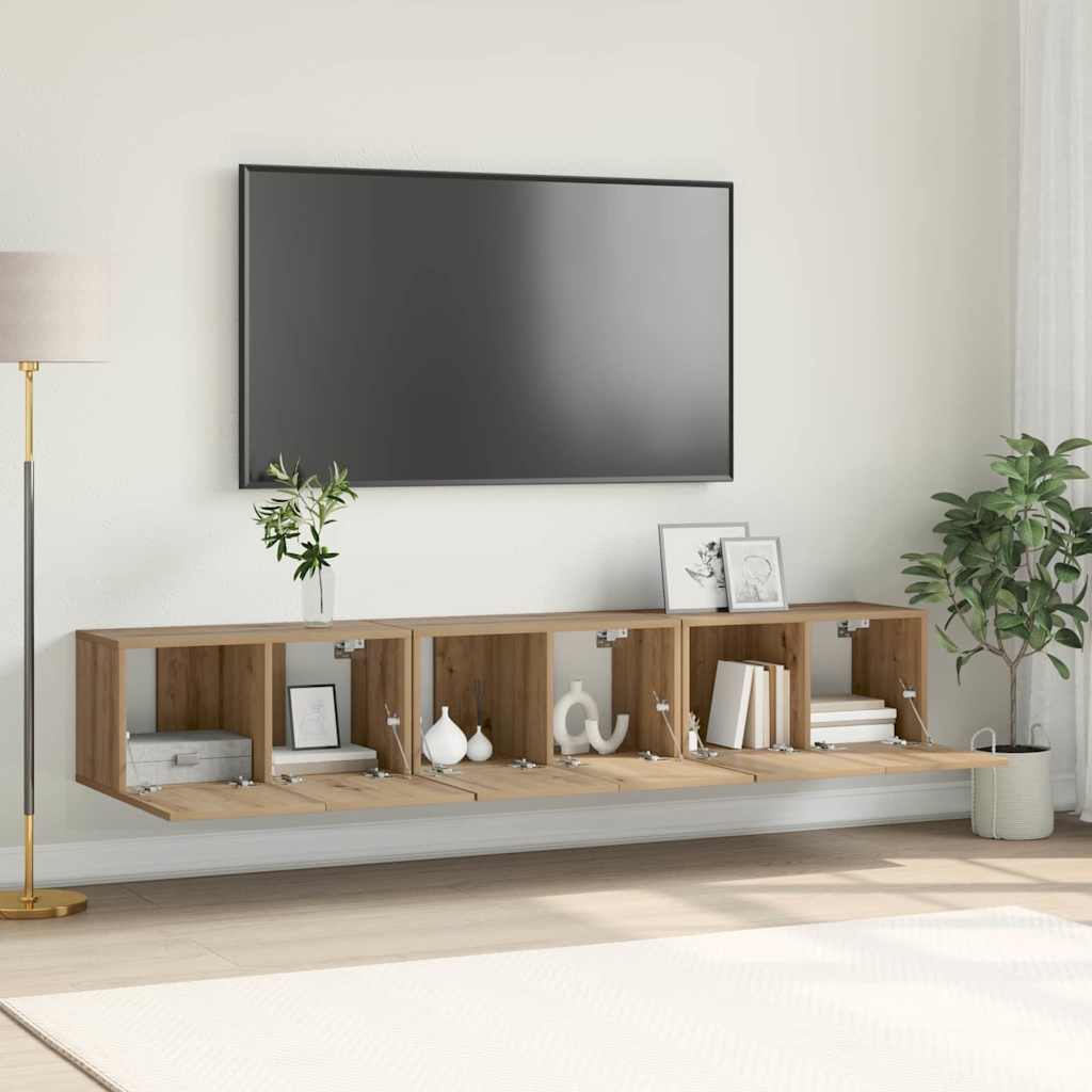 Ensemble meuble TV Montage mural 3 pcs Marron 60 x 30 x 30 cm - XIOS