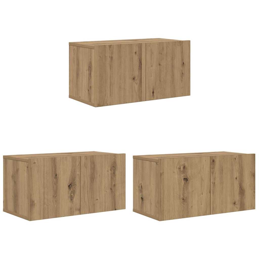 Ensemble meuble TV Montage mural 3 pcs Marron 60 x 30 x 30 cm - XIOS