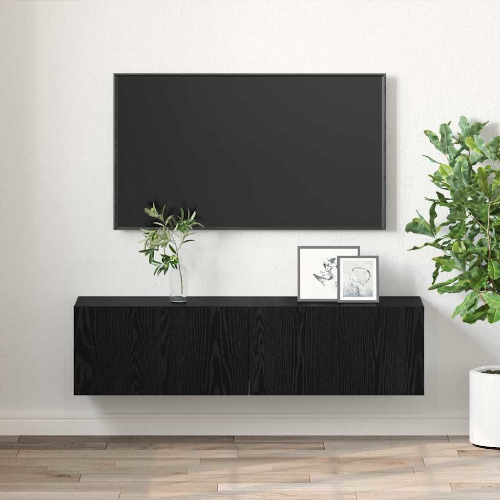 Meuble TV 2 pcs Noir 60 x 30 x 30 cm Bois d'ingénierie - XIOS