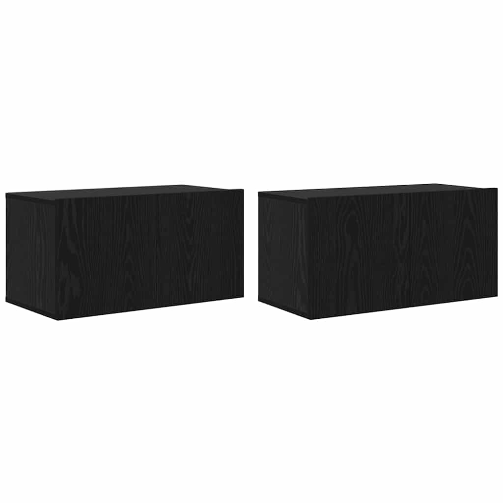Meuble TV 2 pcs Noir 60 x 30 x 30 cm Bois d'ingénierie - XIOS