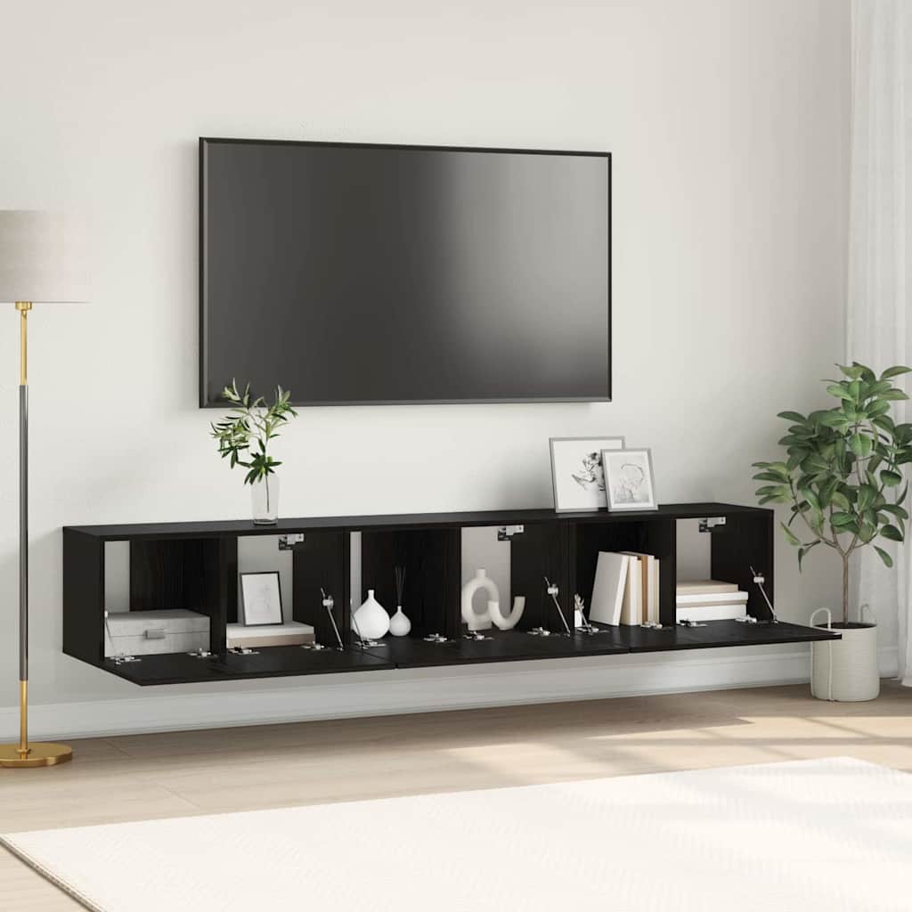 Meuble TV 3 pcs Noir 60 x 30 x 30 cm Bois d'ingénierie - XIOS