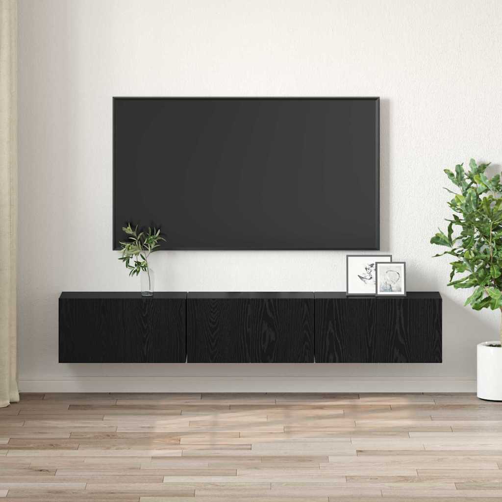 Meuble TV 3 pcs Noir 60 x 30 x 30 cm Bois d'ingénierie - XIOS
