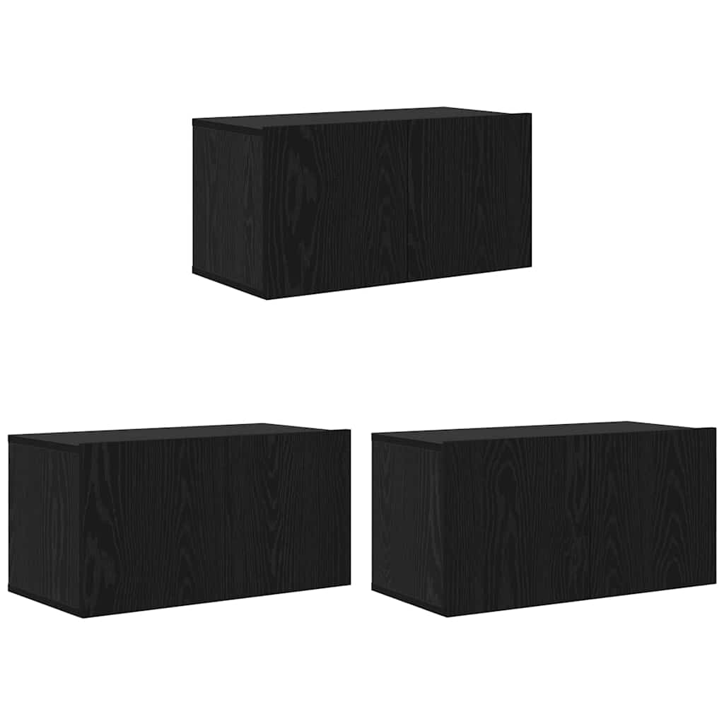 Meuble TV 3 pcs Noir 60 x 30 x 30 cm Bois d'ingénierie - XIOS