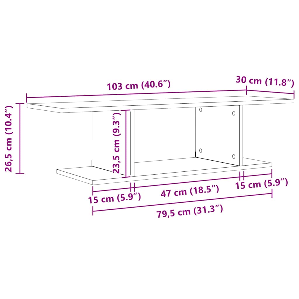 Meuble TV Marron 103 x 30 x 26,5 cm Bois d'ingénierie - XIOS