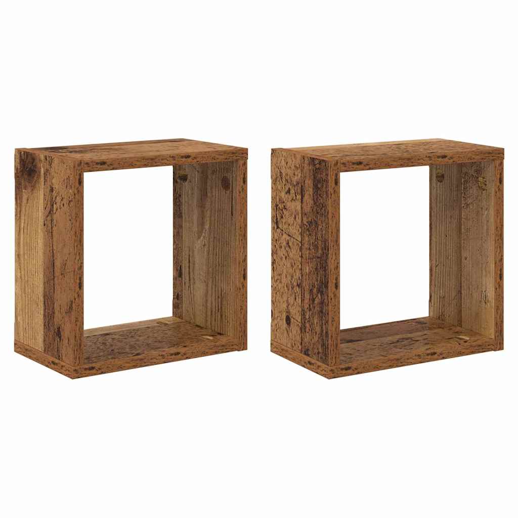 Étagères murales avec étagère 2 pcs Bois ancien 26 x 15 x 26 cm - XIOS