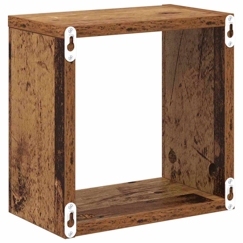 Étagères murales avec étagère 2 pcs Bois ancien 26 x 15 x 26 cm - XIOS