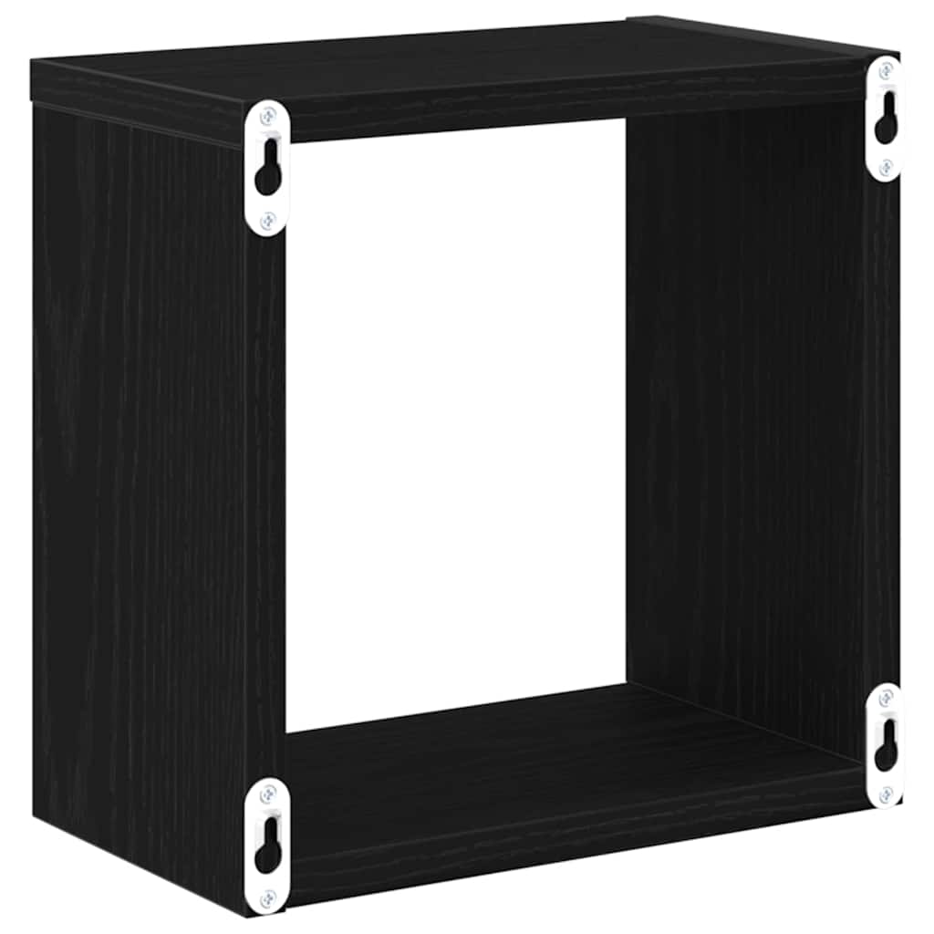 Étagères murales avec étagère 4 pcs Chêne Noir 26 x 15 x 26 cm - XIOS
