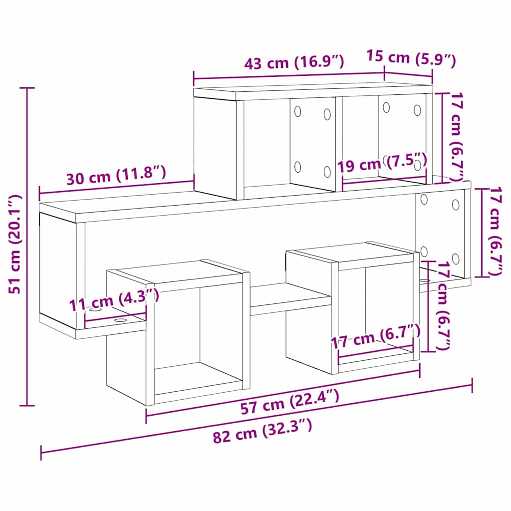 Étagère Murale Bois ancien 82 x 15 x 51 cm Bois d'ingénierie - XIOS