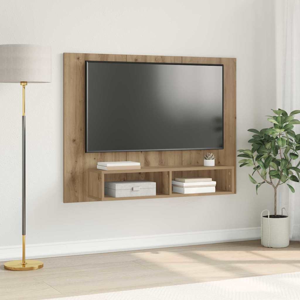 Meuble TV mural chêne artisanal 120 x 23.5 x 90 cm - XIOS