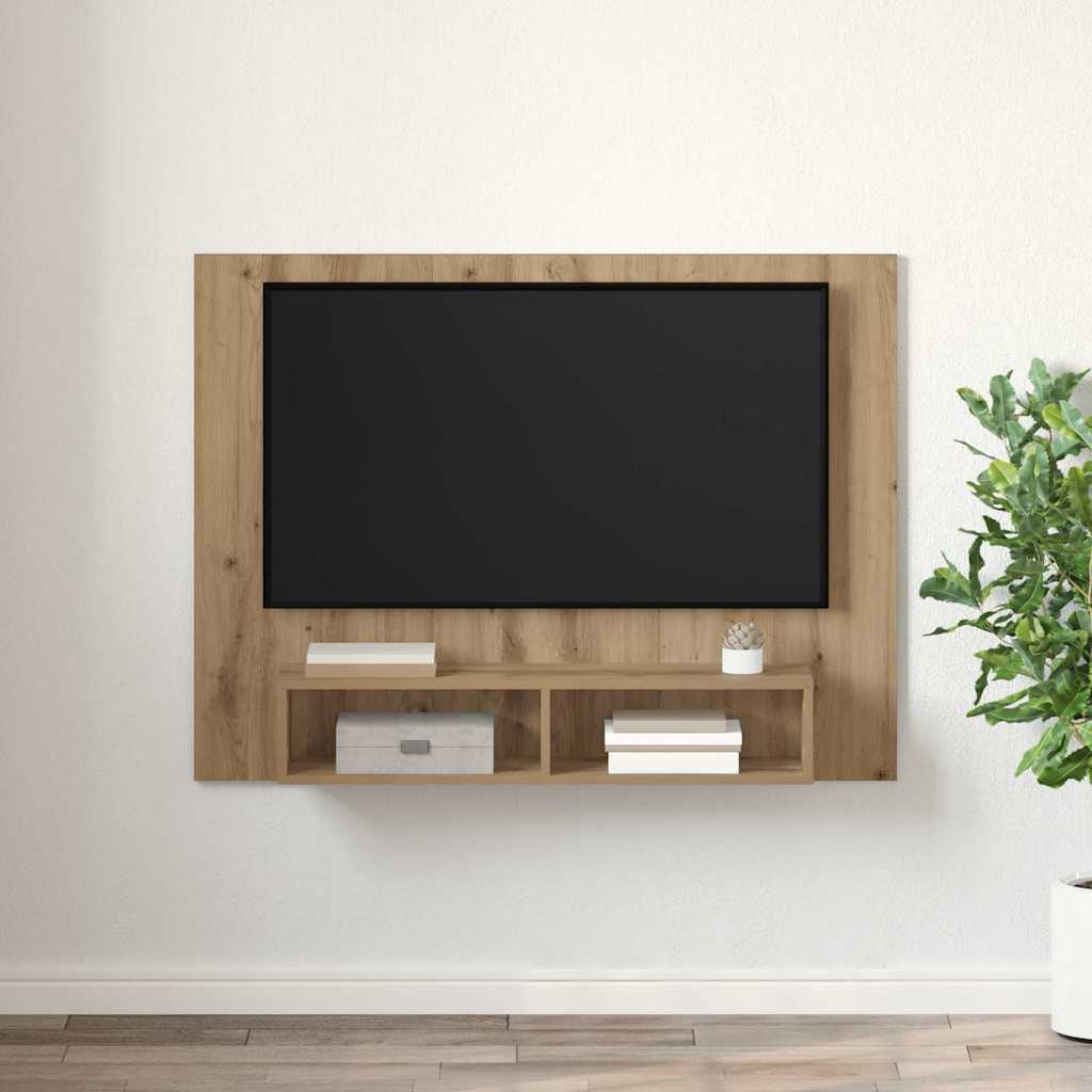 Meuble TV mural chêne artisanal 120 x 23.5 x 90 cm - XIOS