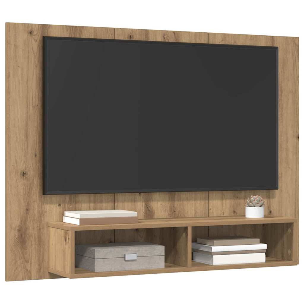 Meuble TV mural chêne artisanal 120 x 23.5 x 90 cm - XIOS