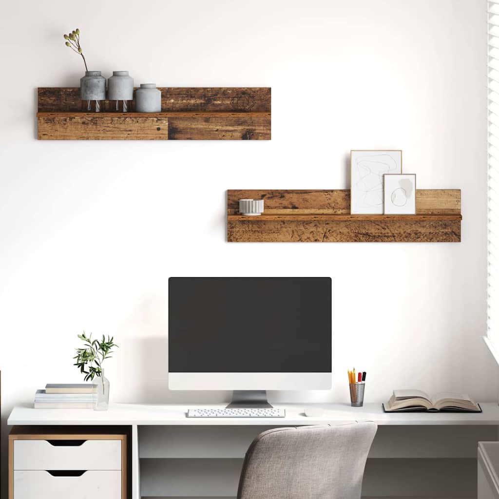 Étagères Murales 2 pcs Bois ancien 80 x 11,5 x 18 cm - XIOS