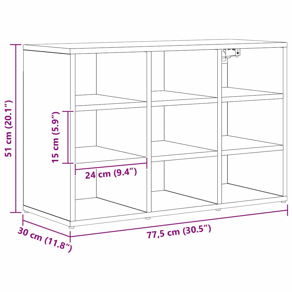 Meuble à chaussures avec étagère Chêne noir 77.5 x 30 x 51 cm - XIOS