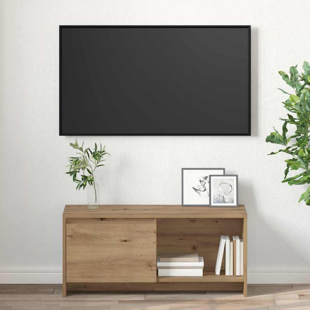 Meuble TV chêne artisanal 90 x 35 x 40 cm Bois d'ingénierie - XIOS