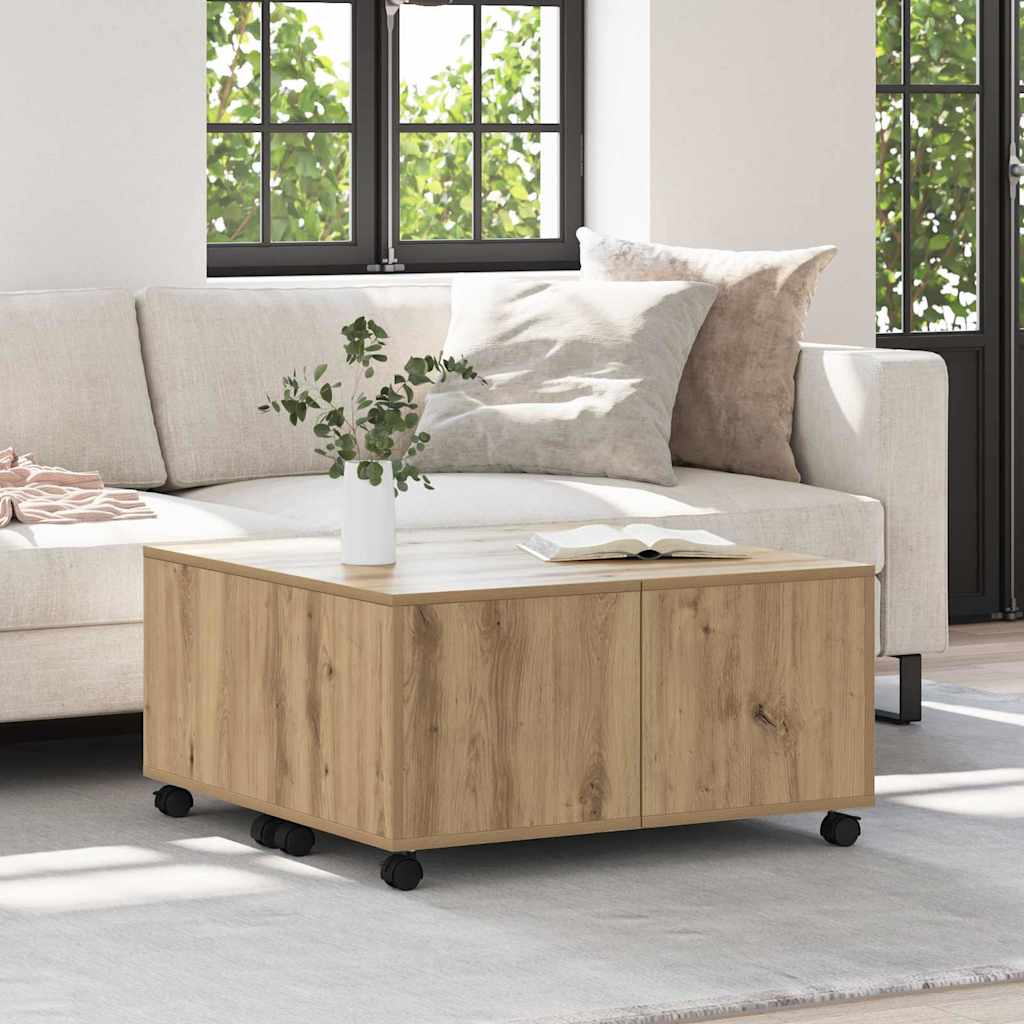 Table basse chêne artisanal 75 x 75 x 38 cm Bois d'ingénierie - XIOS