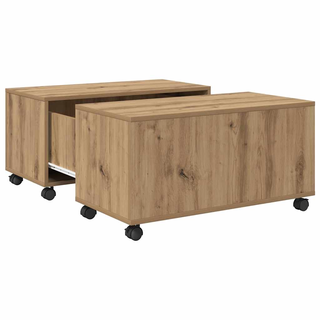 Table basse chêne artisanal 75 x 75 x 38 cm Bois d'ingénierie - XIOS