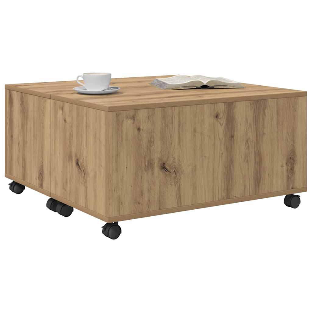 Table basse chêne artisanal 75 x 75 x 38 cm Bois d'ingénierie - XIOS
