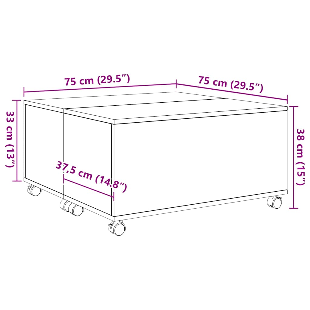 Table basse chêne artisanal 75 x 75 x 38 cm Bois d'ingénierie - XIOS