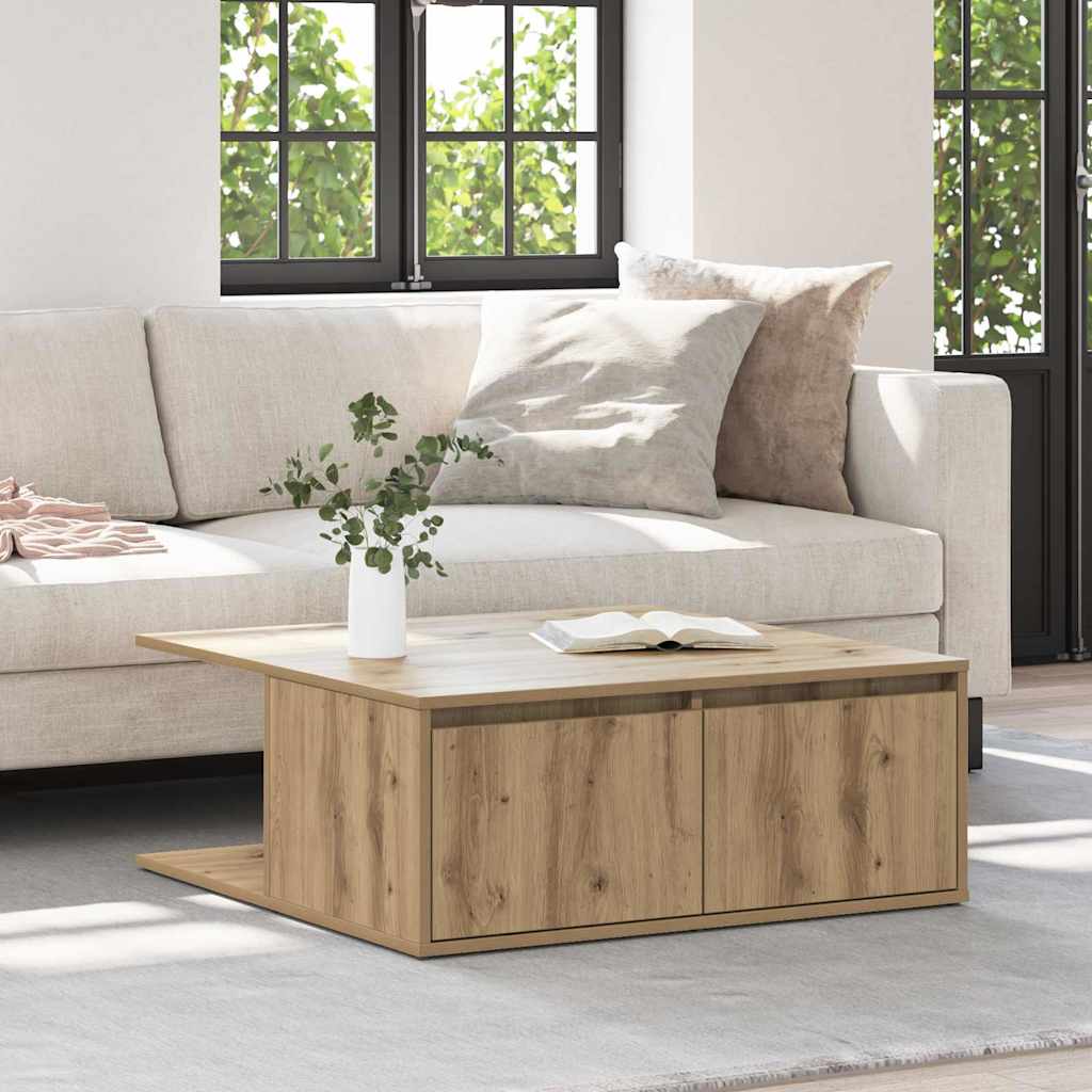 Table basse chêne artisanal 80 x 80 x 31 cm Bois d'ingénierie - XIOS