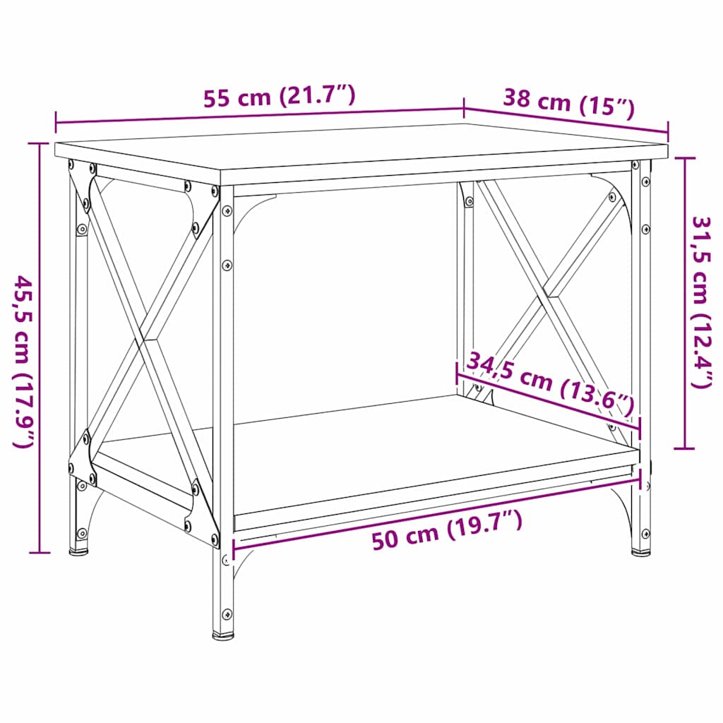 Table d'appoint Chêne noir 55 x 38 x 45 cm Bois d'ingénierie - XIOS