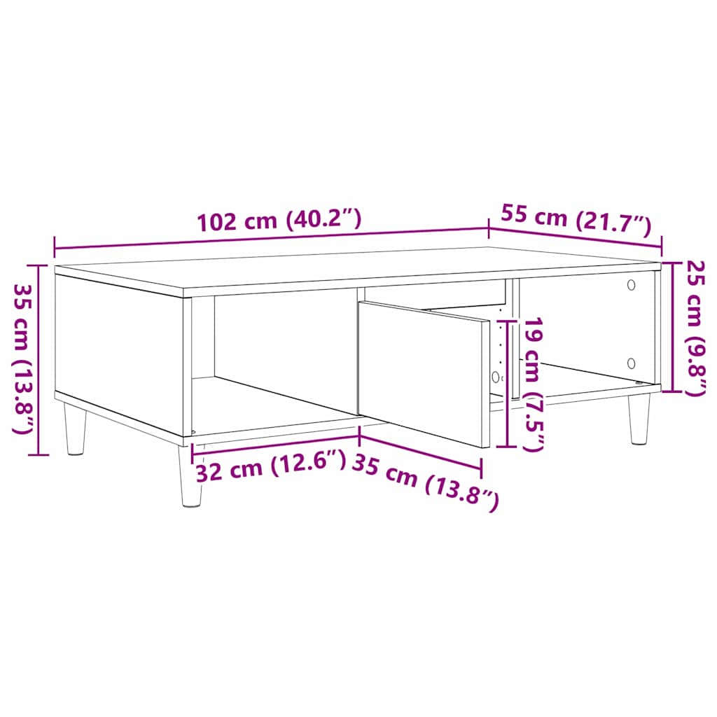 Table basse Chêne sonoma 103,5 x 60 x 35 cm Bois d'ingénierie - XIOS