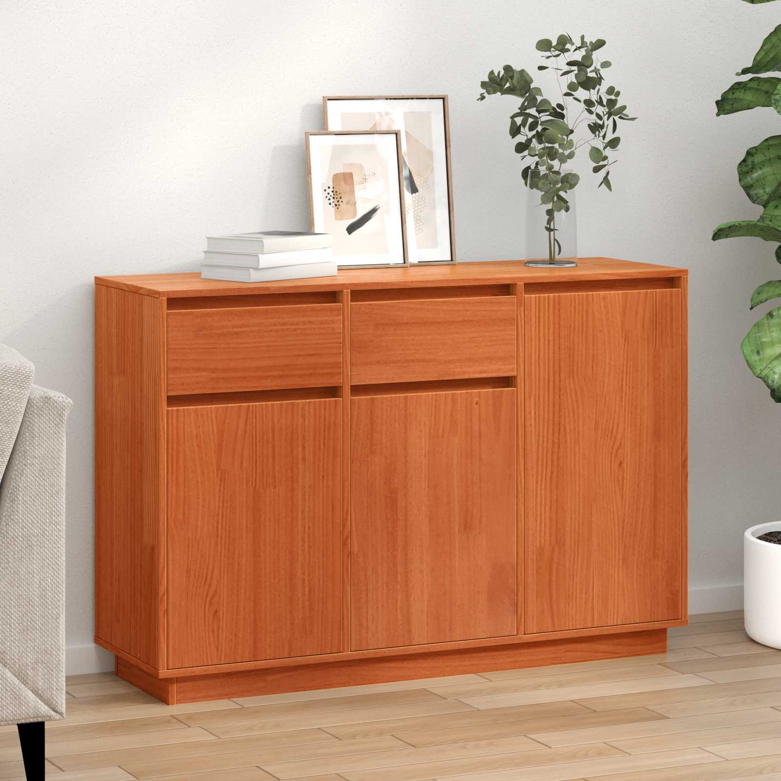 Buffet avec tiroir Brun cire 110 x 34 x 75 cm Pin massif - XIOS