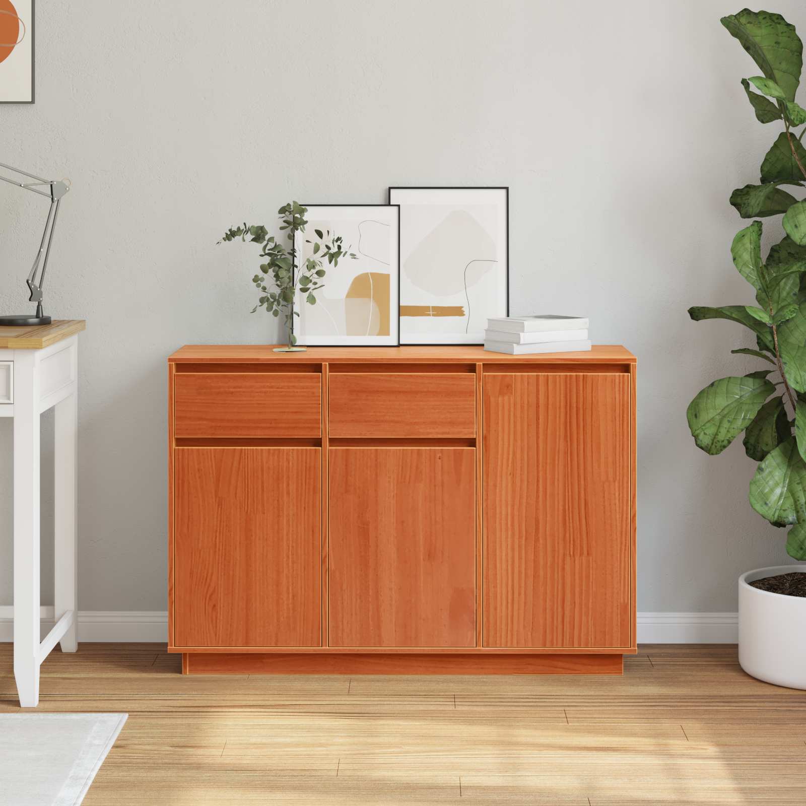 Buffet avec tiroir Brun cire 110 x 34 x 75 cm Pin massif - XIOS